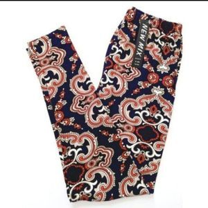 Navy Blue Red & White New Kathy New Mix Ladies Peach Skin Leggings 1" Waistband